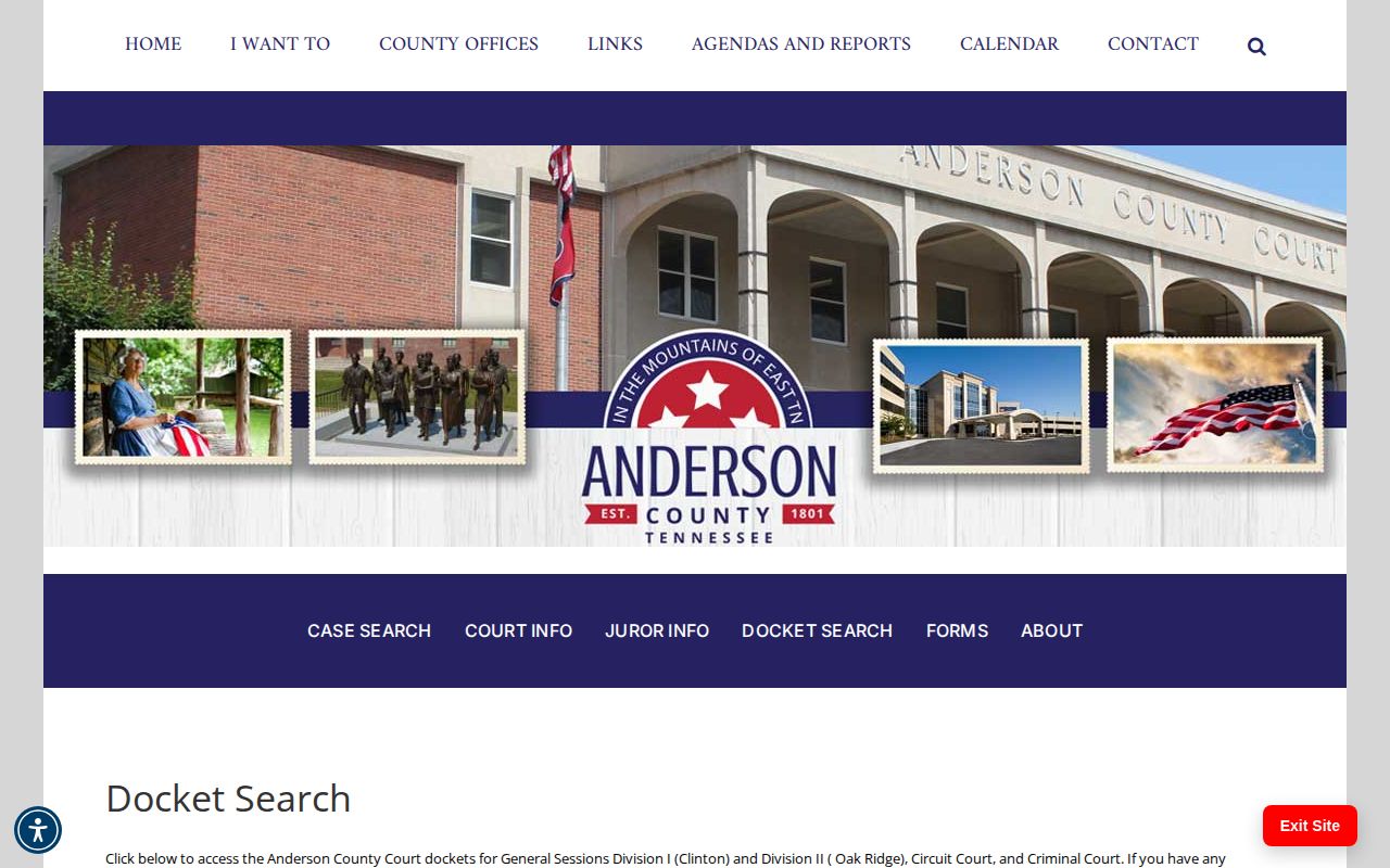 Anderson County court docket search after an arrest