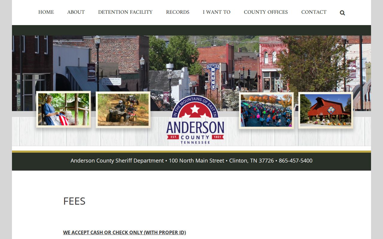 Anderson County Sheriff arrest and booking record fees