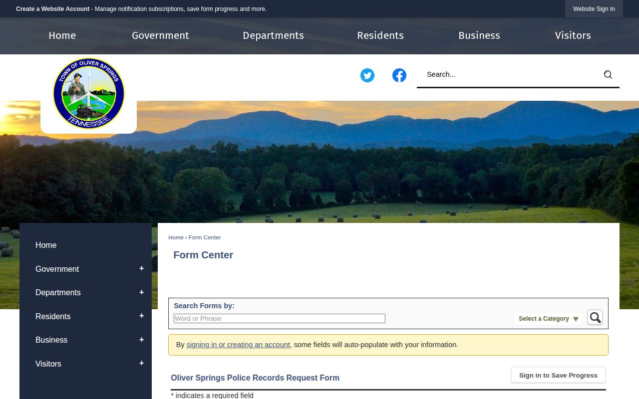 Oliver Springs Police arrest records request form